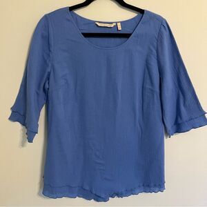 Soft Surroundings M Blue GABBY Gauze Bell Sleeves Tunic Top Style